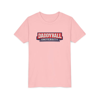 Daddyball University Youth Tee — Kids Sports Fan College Logo Shirt
