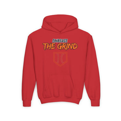 Youth Heavy Blend Hoodie - Embrace the Grind Baseball Sweatshirt