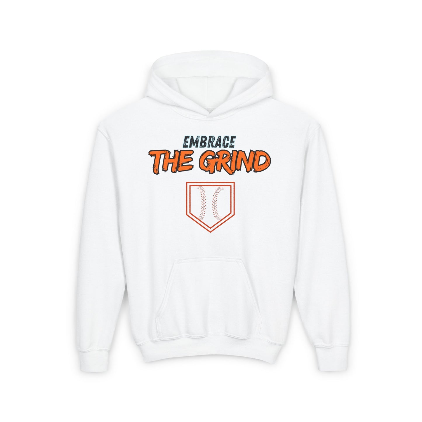 Youth Heavy Blend Hoodie - Embrace the Grind Baseball Sweatshirt