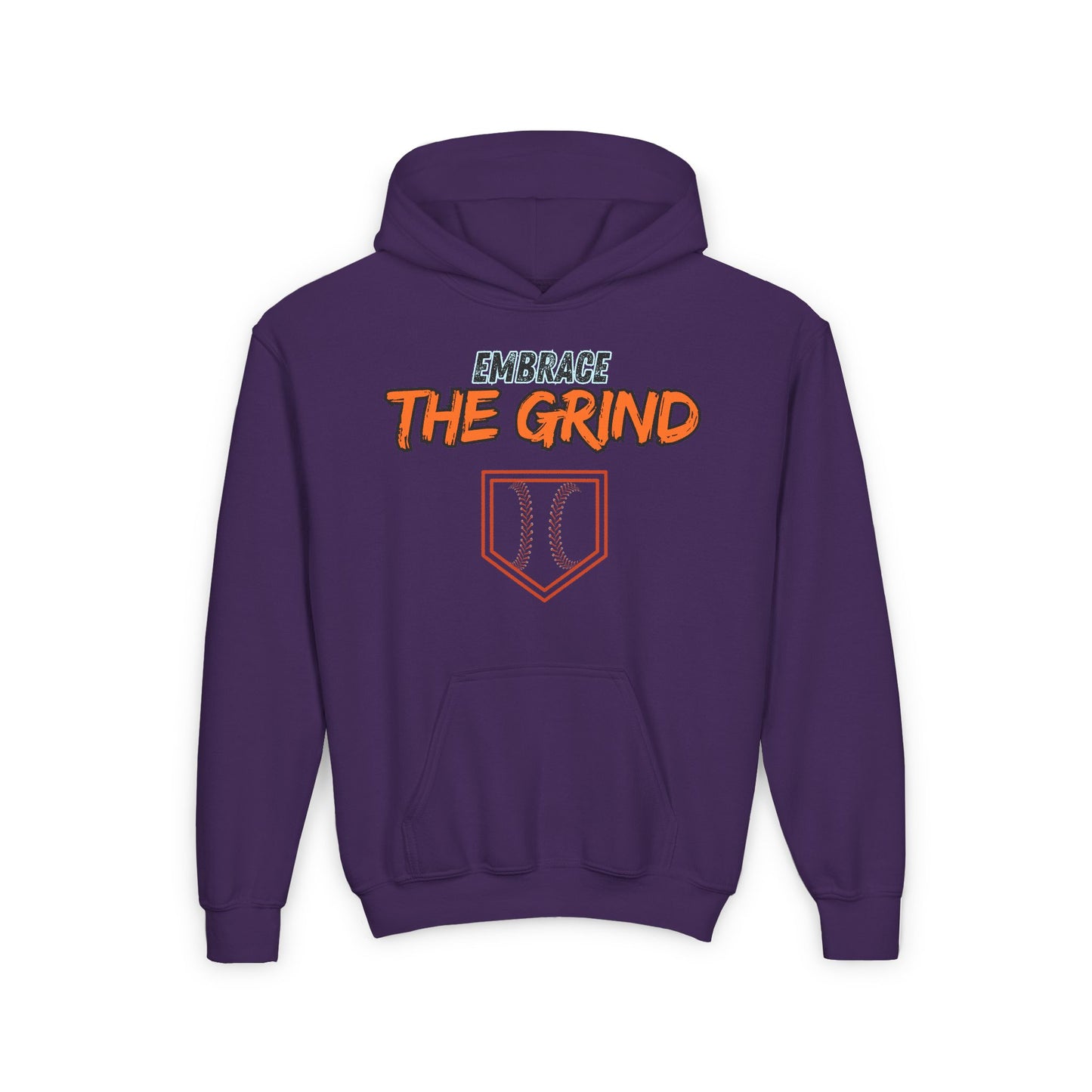 Youth Heavy Blend Hoodie - Embrace the Grind Baseball Sweatshirt