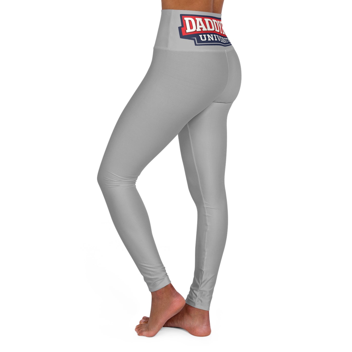 Daddyball University High-Waist Yoga Leggings - White Campus Athletic Print