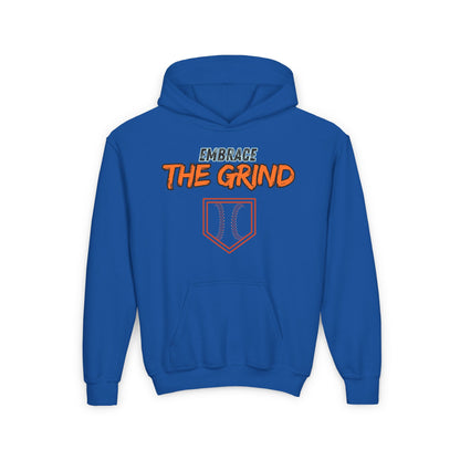 Youth Heavy Blend Hoodie - Embrace the Grind Baseball Sweatshirt