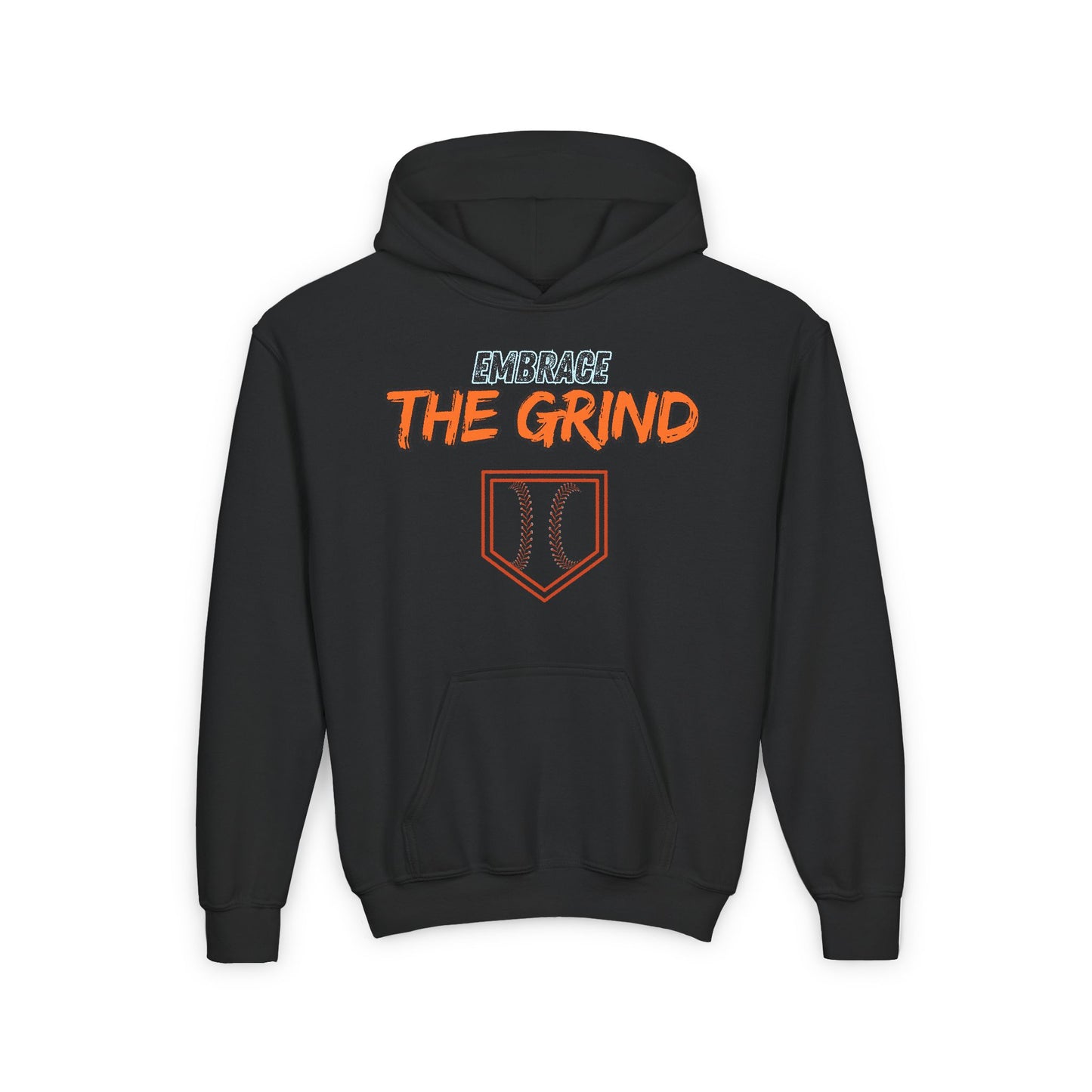 Youth Heavy Blend Hoodie - Embrace the Grind Baseball Sweatshirt