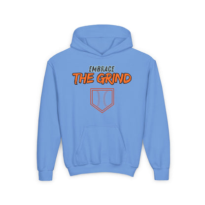 Youth Heavy Blend Hoodie - Embrace the Grind Baseball Sweatshirt