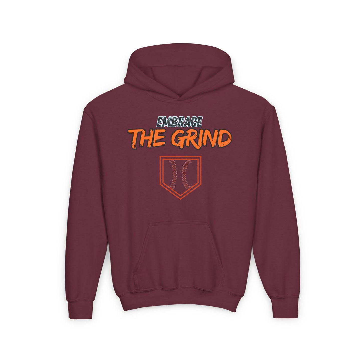 Youth Heavy Blend Hoodie - Embrace the Grind Baseball Sweatshirt