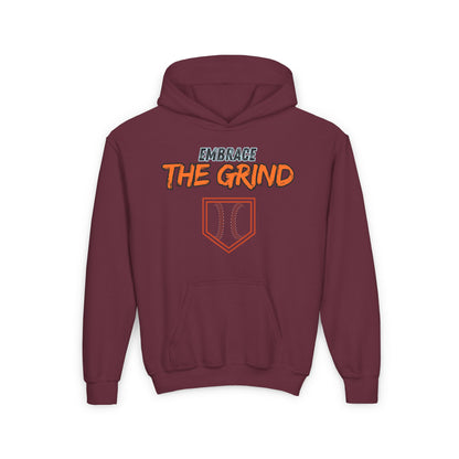 Youth Heavy Blend Hoodie - Embrace the Grind Baseball Sweatshirt