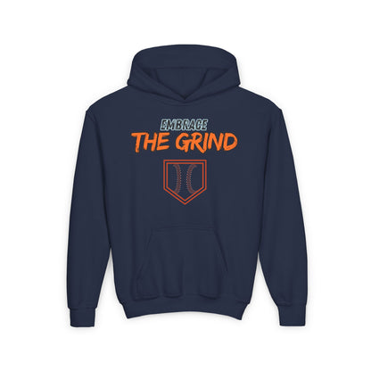 Youth Heavy Blend Hoodie - Embrace the Grind Baseball Sweatshirt