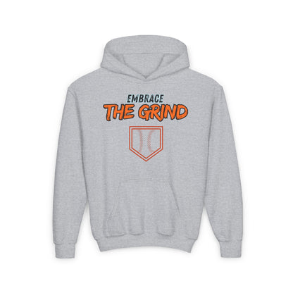 Youth Heavy Blend Hoodie - Embrace the Grind Baseball Sweatshirt
