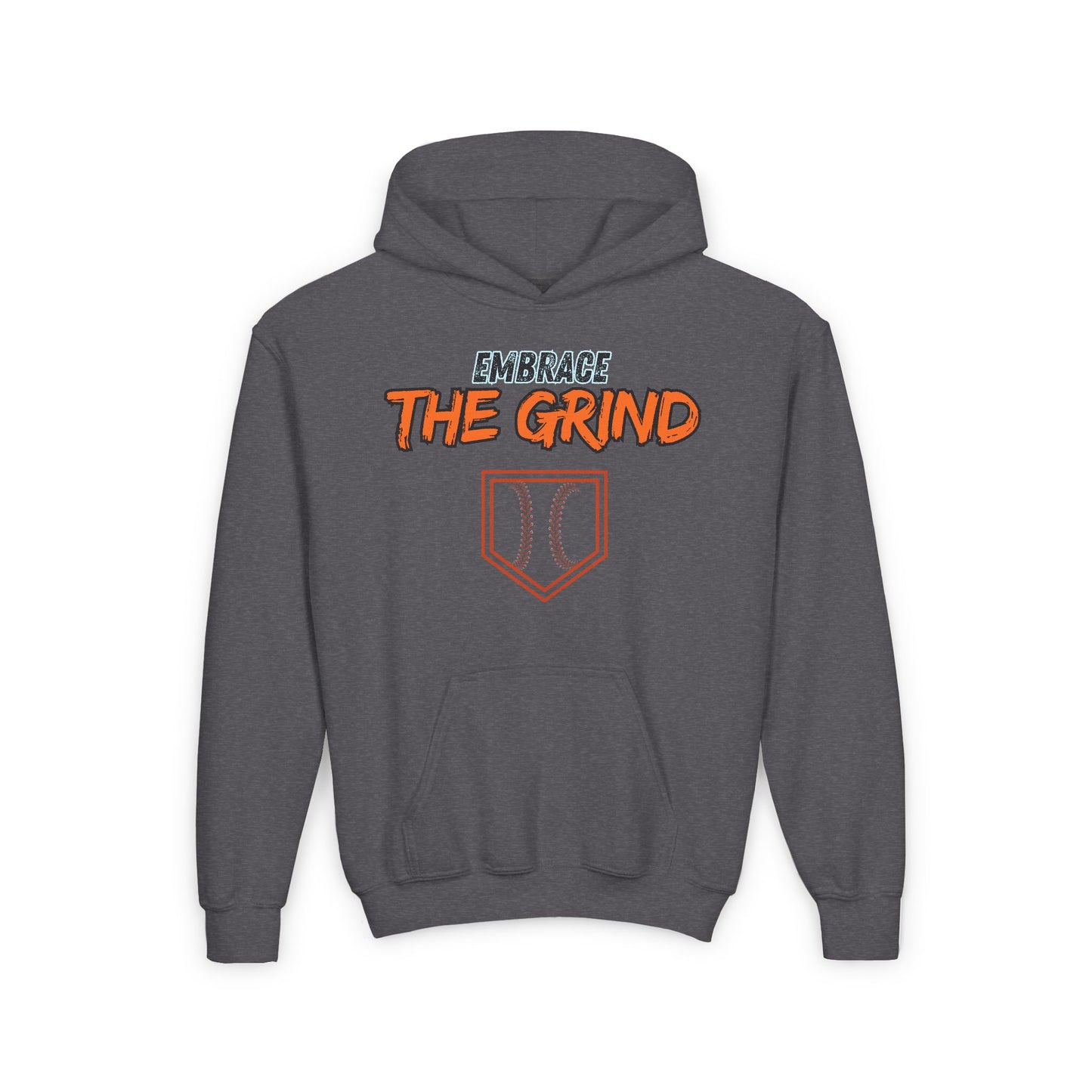 Youth Heavy Blend Hoodie - Embrace the Grind Baseball Sweatshirt