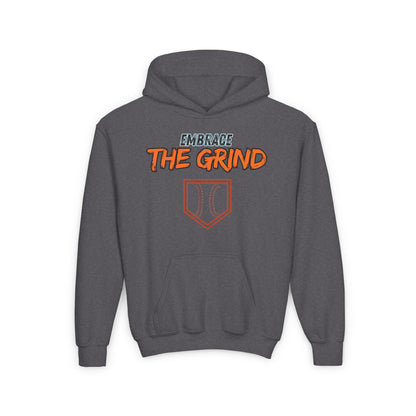 Youth Heavy Blend Hoodie - Embrace the Grind Baseball Sweatshirt