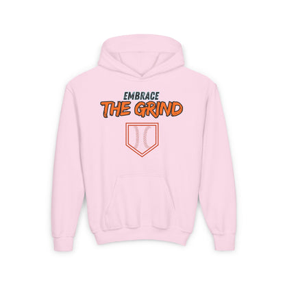 Youth Heavy Blend Hoodie - Embrace the Grind Baseball Sweatshirt