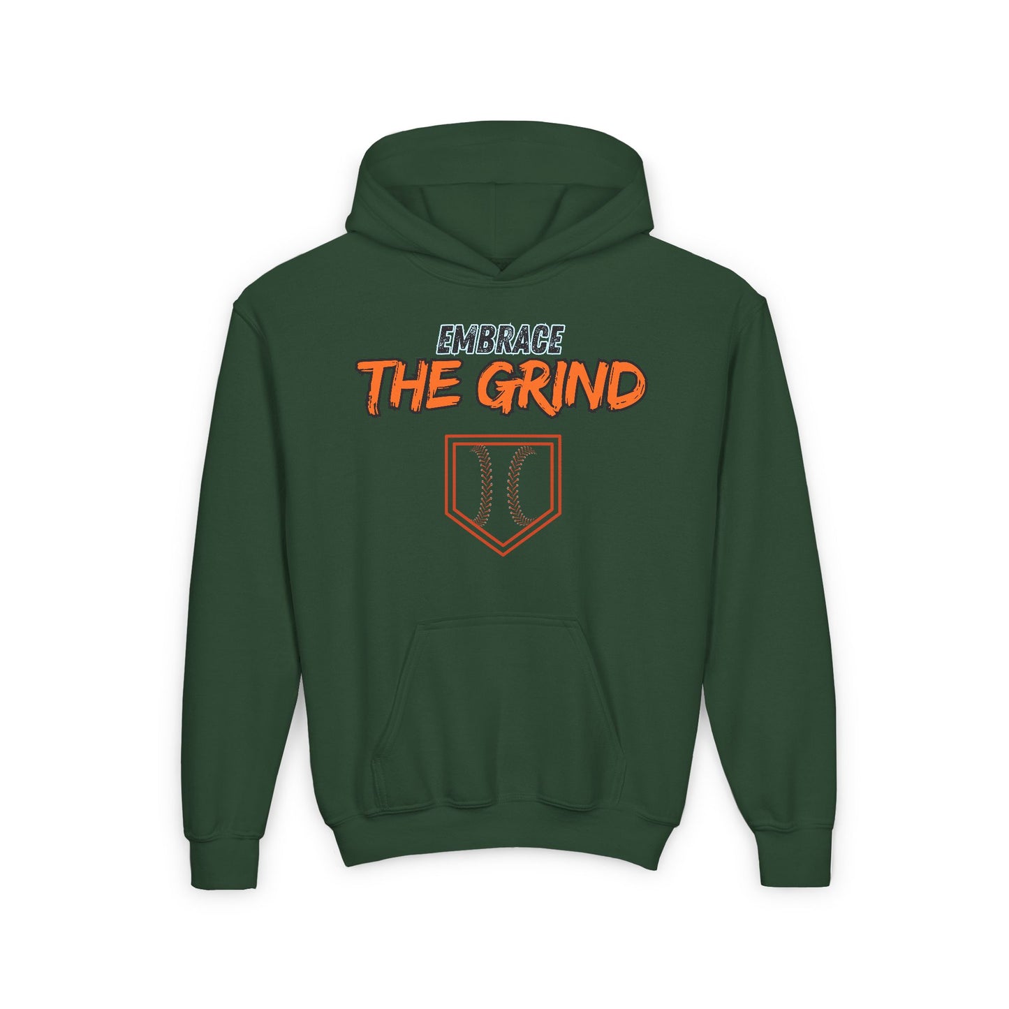 Youth Heavy Blend Hoodie - Embrace the Grind Baseball Sweatshirt