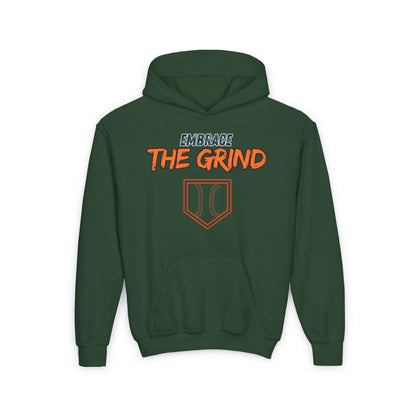 Youth Heavy Blend Hoodie - Embrace the Grind Baseball Sweatshirt